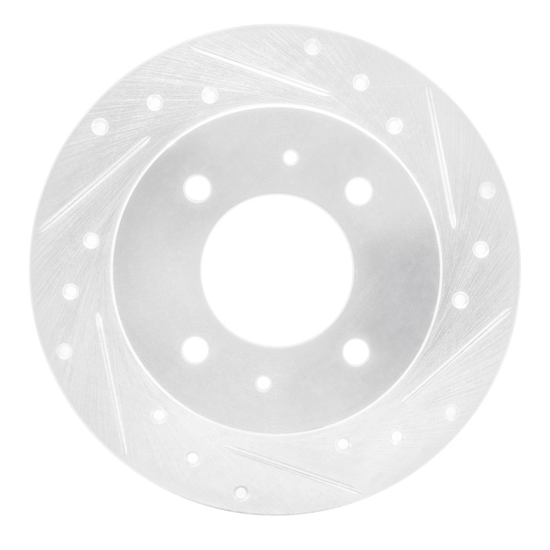 Hyundai Elantra Brake Rotor (1) - Rear Right - R1 Concepts - Drilled & Slotted - Silver - `97-`06